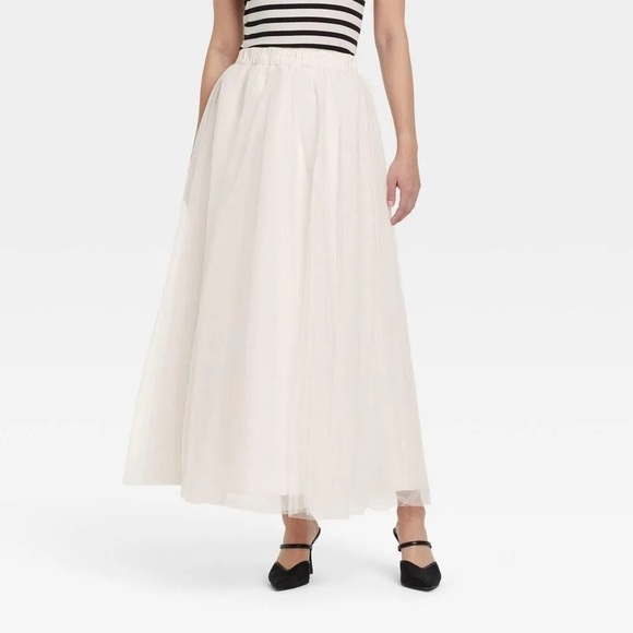 A New Day White Tulle Midi Skirt Women’s Small Off White - Picture 1 of 9